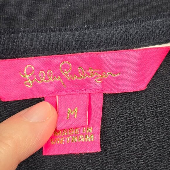 Lilly Pulitzer Skipper Popover Mini Dress Medium Faded Black 1/2 Zip Beachy READ - Picture 6 of 11